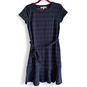 Loft Red, White, & Blue Polka Dot Print Knit Dress Size S